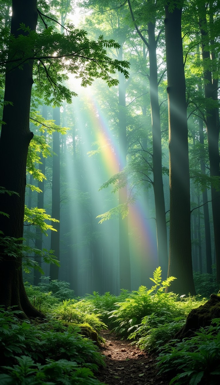 Free Prismatic Forest Light Image - Forest, Sunbeams, Rainbow ...