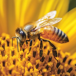 Free Bee on Sunflower Image - Bee, Sunflower, Pollen | Download at ...