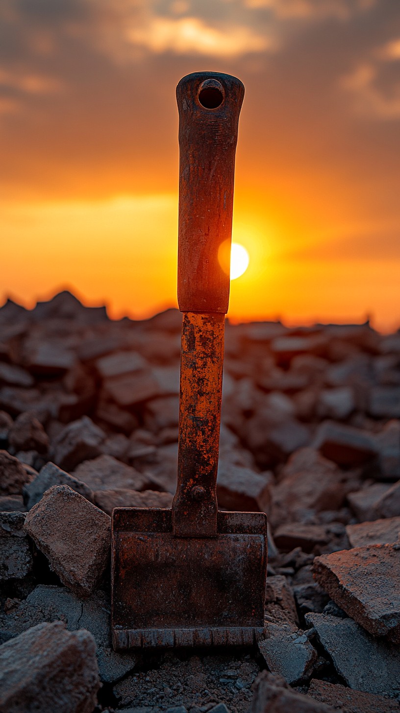 Free Shovel at Sunset Image - Sunset, Shovel, Rubble | Download at ...