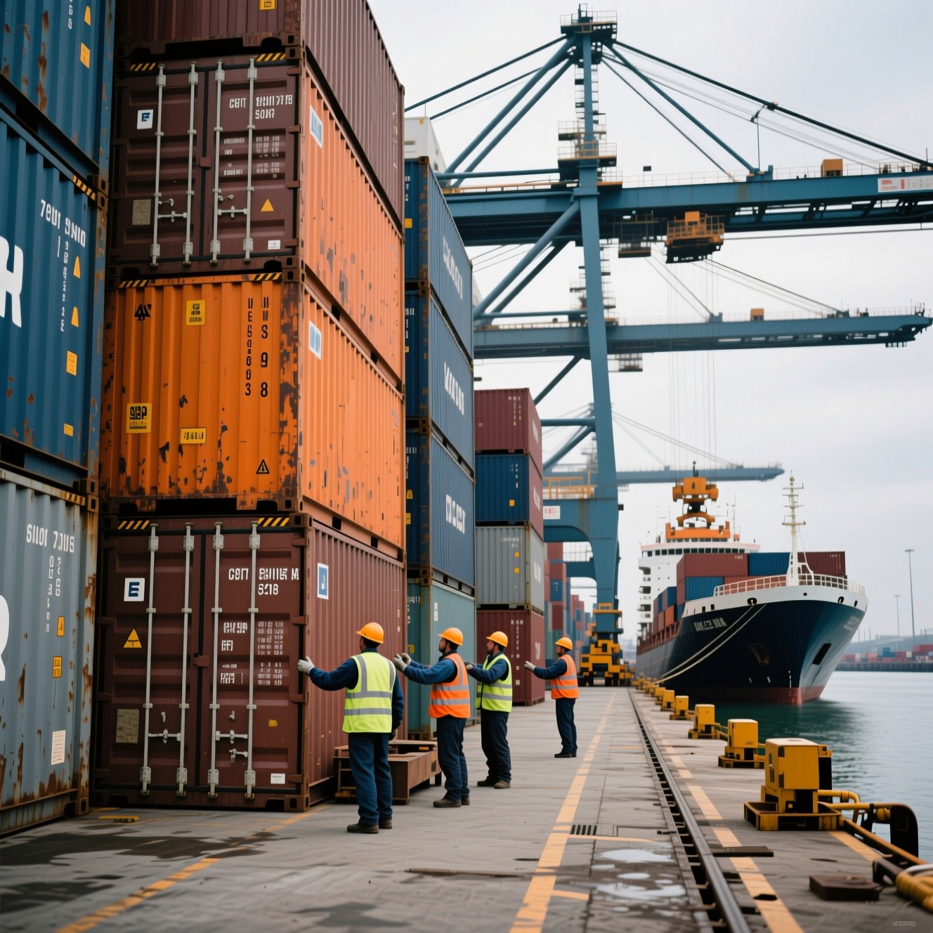 Free Port Workers Coordinating Photo - Port, Workers, Containers ...