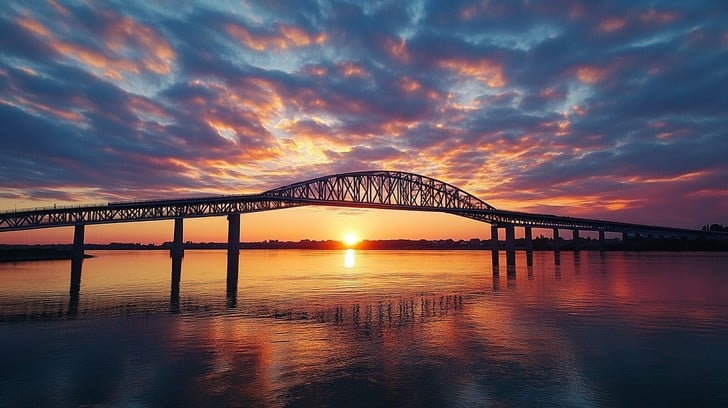 Free Sunset Bridge View Image - Sunset, Bridge, River | Download at ...