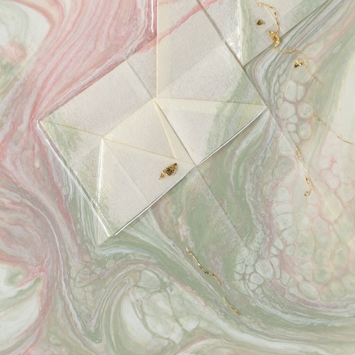 This abstract fluid art illustration mixes the look of folded paper ...