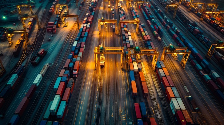 Free Container Terminal Night Image - Shipping, Containers, Crane ...