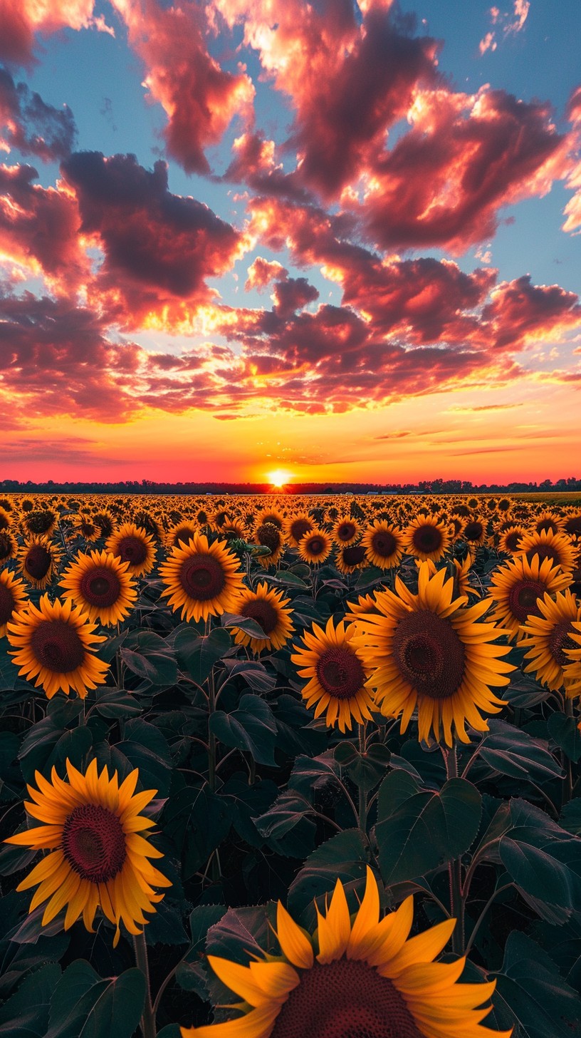 Free Sunset Sunflower Field Image - Sunset, Sunflowers, Field ...