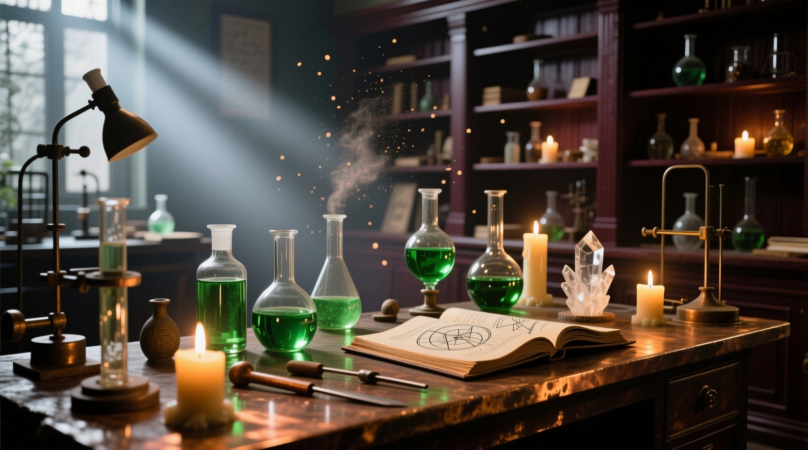 Free Emerald Potion Studio Image - Alchemy, Laboratory, Workspace ...