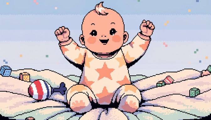 Free Pixel Baby Joy Image - Baby, Infant, Pixel | Download at StockCake