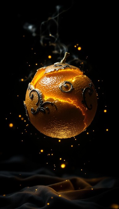 A glowing golden orange takes center stage against an incredibly dark ...