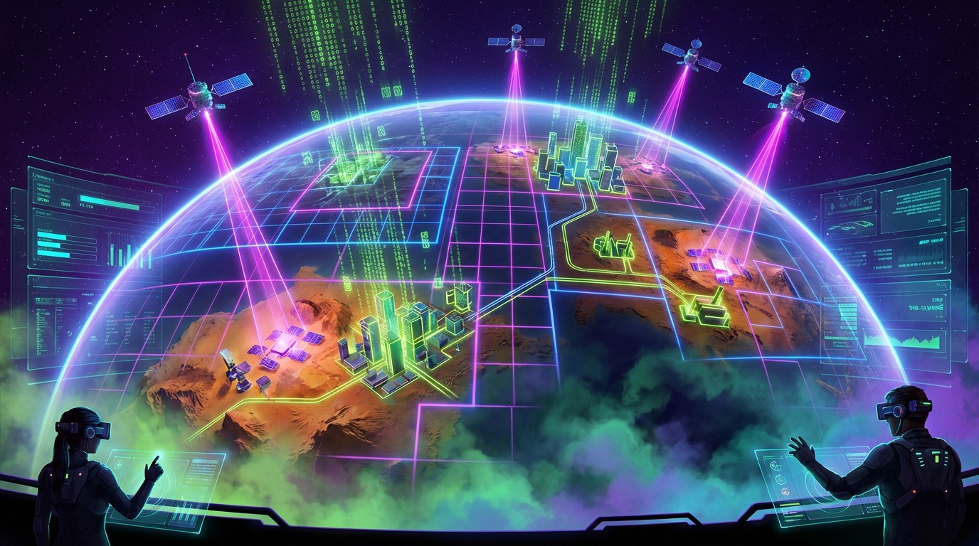 Free Neon Planet Building Image - Futuristic, Planet, Holographic ...