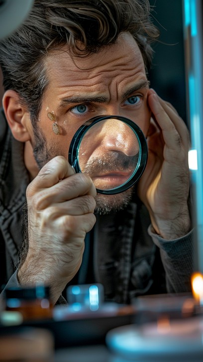 Free Intense Inspection Moment Image - Man, Mirror, Magnifying Glass ...