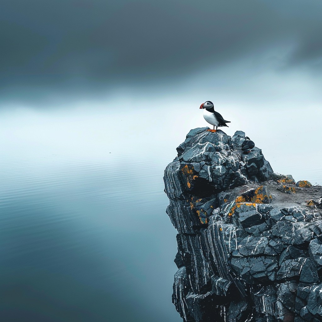 Free Puffin on Rock Image - Puffin, Rock, Water | Download at StockCake