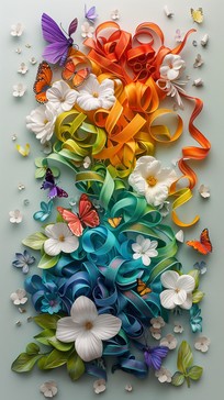 Free Vibrant Ribbon Art Image - Ribbons, Flowers, Colorful | Download ...