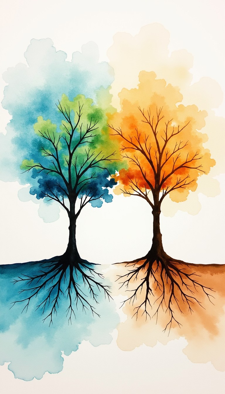 Free Balance Through Contrast Image - Watercolor, Trees, Duality ...