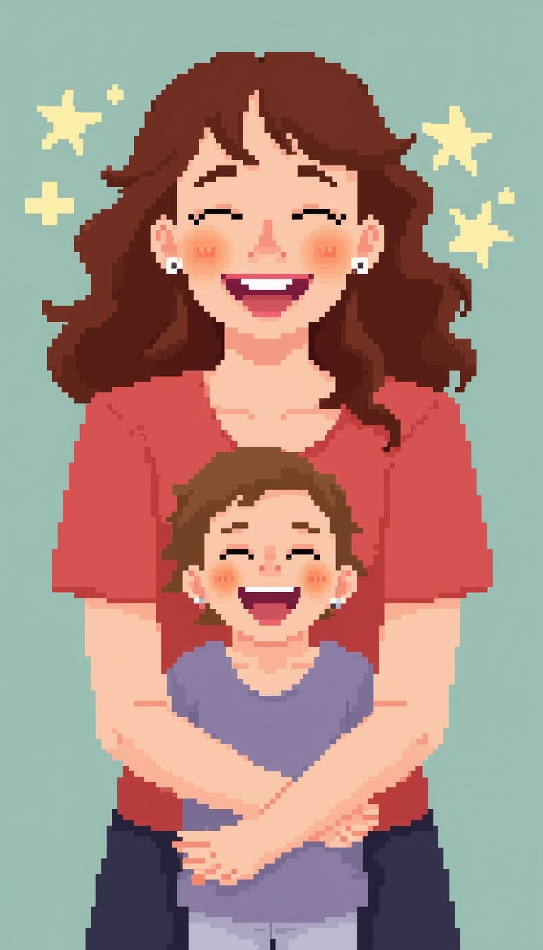 Free Pixelated Maternal Joy Image - Pixelart, Motherhood, Laughter ...