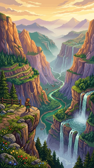 Free Pixel Canyon Vista Image - Canyon, Pixel, Art | Download at StockCake