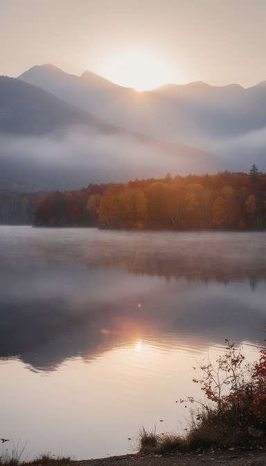 Free Misty Mountain Dawn Image - Sunrise, Autumn, Lake | Download at ...