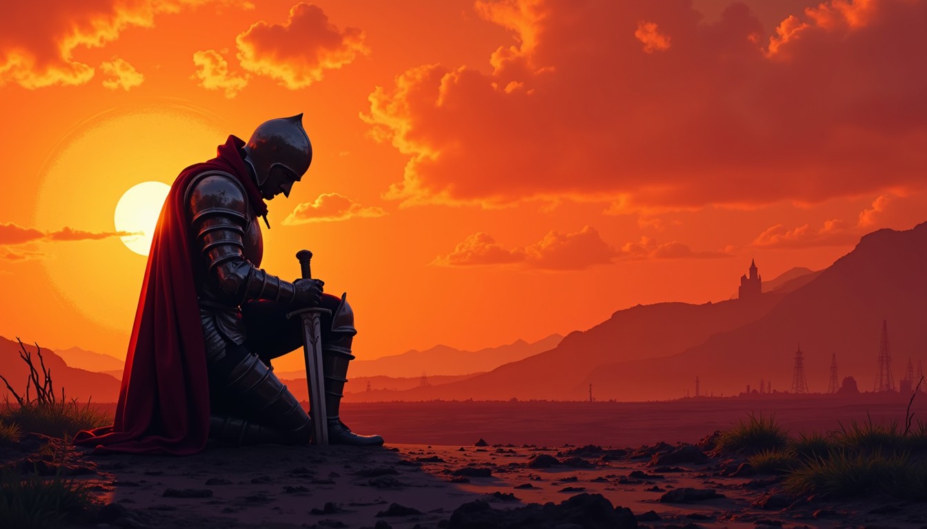 Free Knight's Solemn Defeat Image - Knight, Sunset, Silhouette ...