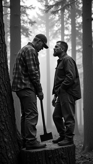 Forester Discussing Free Foresters' Silent Exchange Image - Lumberjacks, Forest, Misty ...
