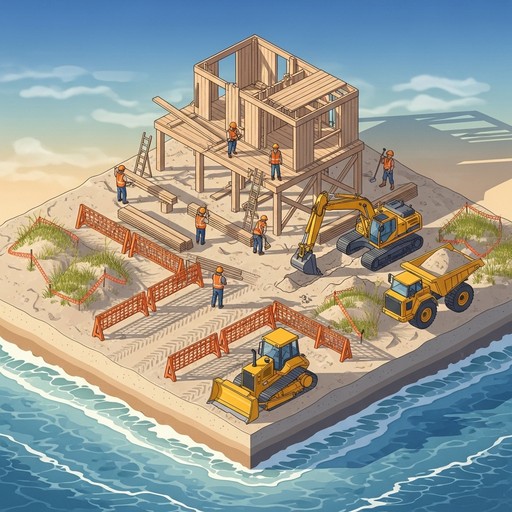 Free Coastal Construction Project Image - Excavator, Beach ...