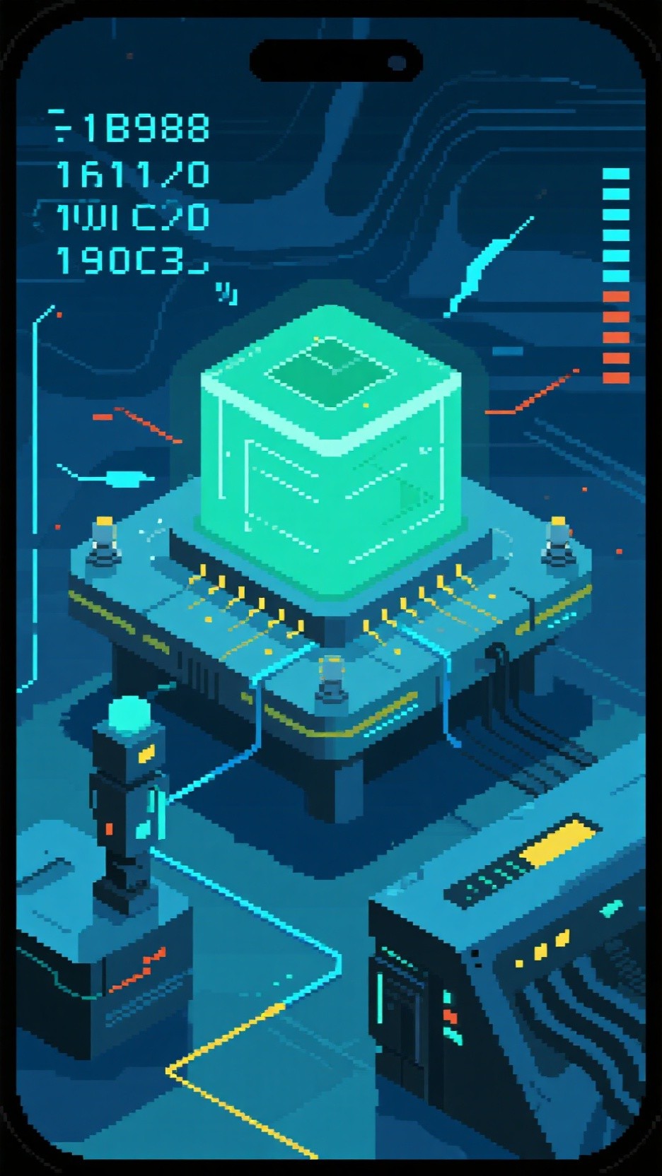 Quantum Processor Sticker Free Quantum Processor Lab Image - Pixel, Isometric, Cyberpunk ...