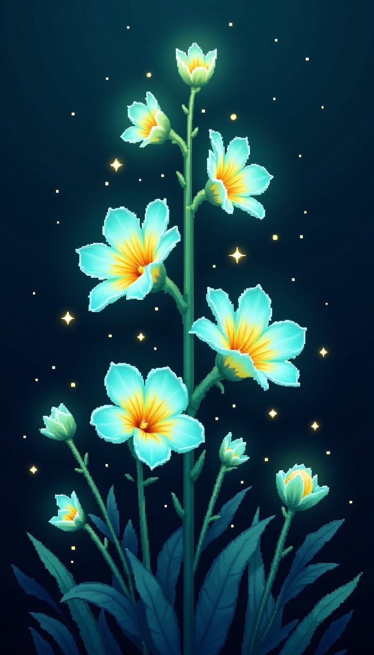Free Glowing Pixel Blooms Image - Bioluminescent, Flowers, Glowing ...