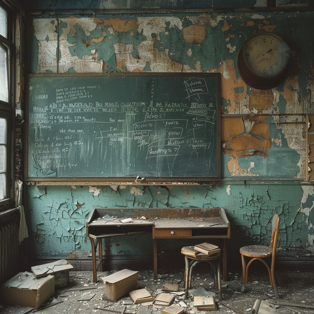 Free Abandoned Classroom Scene Image - Abandoned, Classroom, Decay ...