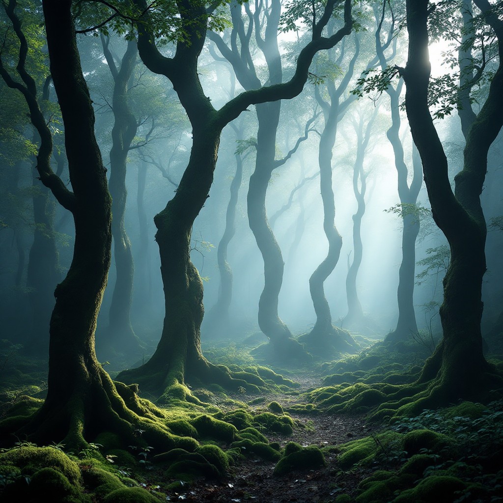 Free Misty Forest Path Image - Forest, Misty, Trees | Download at StockCake