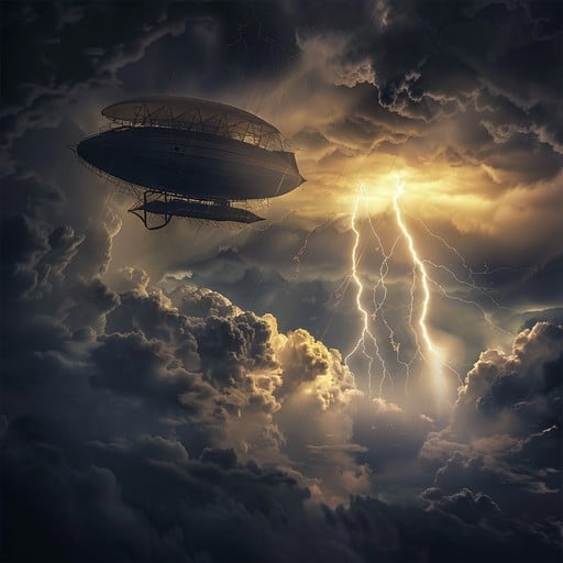 Free Thunderous Zeppelin Skies Image - Zeppelin, Lightning, Storm