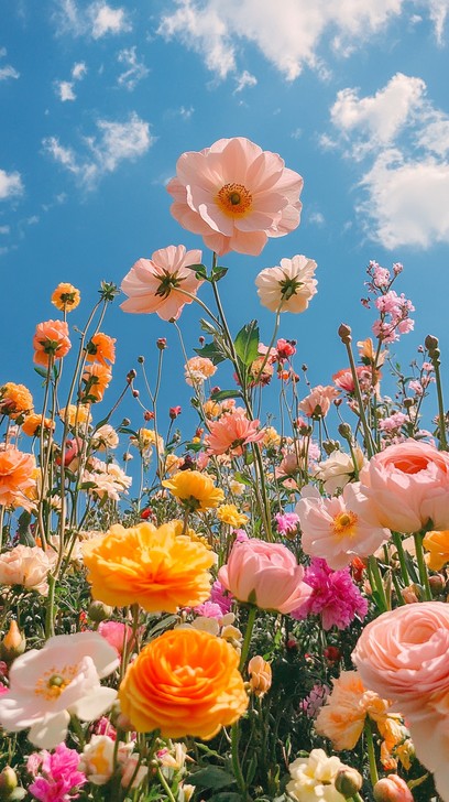 Free Blooming Garden Display Image - Flowers, Garden, Sky | Download at ...