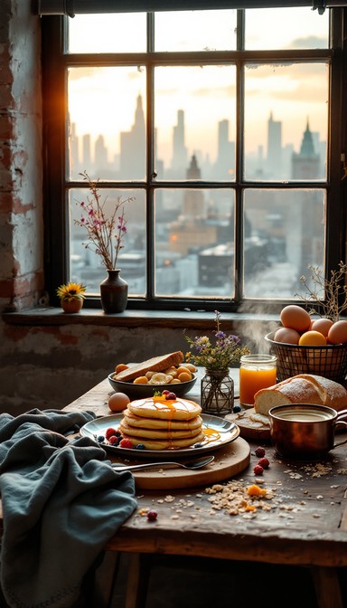 Free Mountain Morning Feast Image - Breakfast, Mountains, Window ...