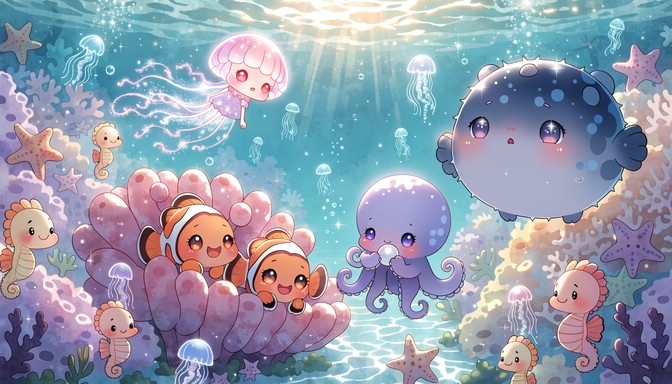 Free Kawaii Underwater Paradise Image - Chibi, Kawaii, Anime | Download ...
