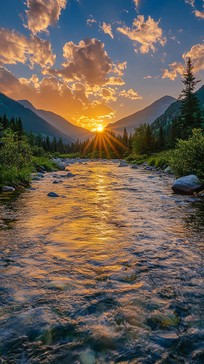 Free Sunset Mountain River Image - Sunset, Mountains, River | Download ...