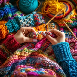 Hand Knitting Creativity Free Colorful Knitting Hands Image - Knitting, Colorful, Wool ...