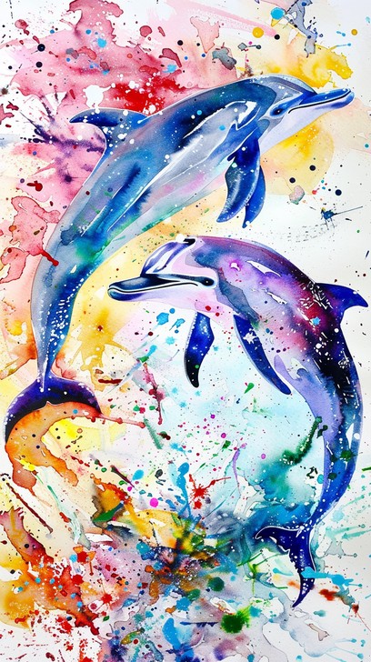 Free Vibrant Dolphin Art Image - Dolphins, Artwork, Watercolor ...