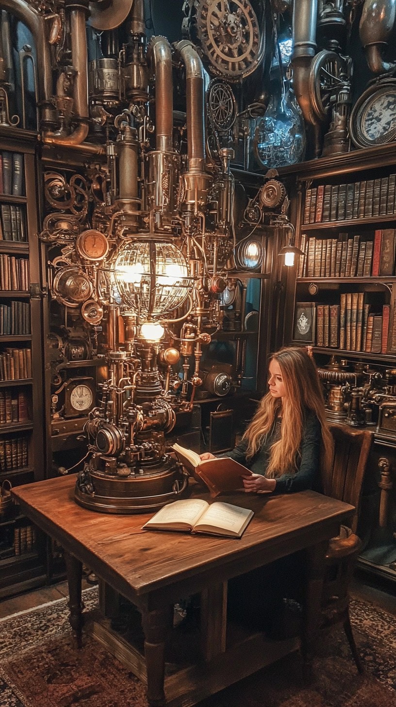 Library Steam Printable Free Steampunk Library Reading Image - Steampunk, Library, Reading ...