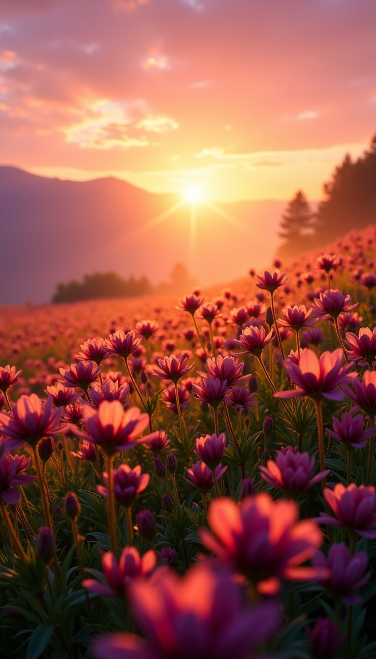 Free Sunset Flower Field Image - Wildflowers, Sunset, Golden | Download ...