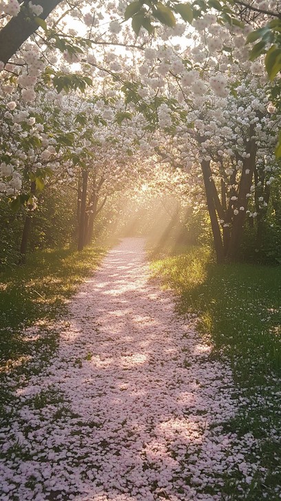 Sunlit Path In Springtime Free Sunlit Blossom Path Image - Sunlight, Path, Blossoms | Download at ...