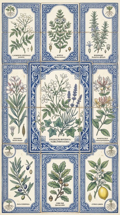 Free Botanical Tile Artwork Image - Botanical, Illustration, Tiles ...