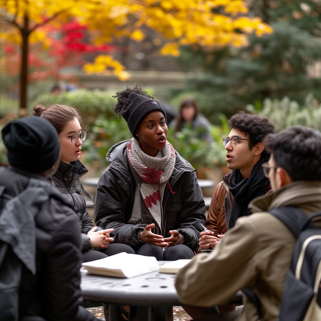 Free Students Discussing Outdoors Image - Students, Discussion ...