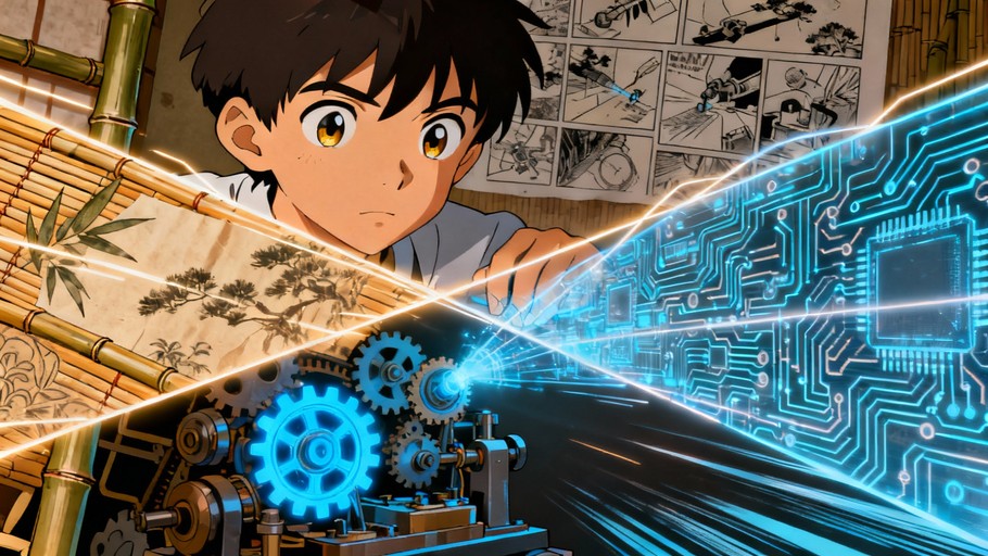 Free Innovation Meets Tradition Image - Anime, Inventor, Workshop ...