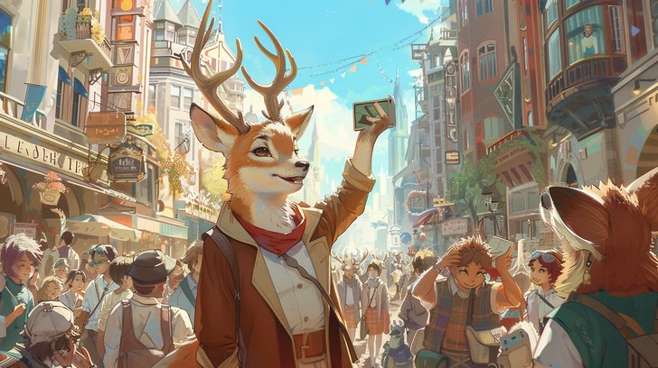 Deer Using Phone Free Deer exploring city Image - Deer, City, Smartphone | Download at ...