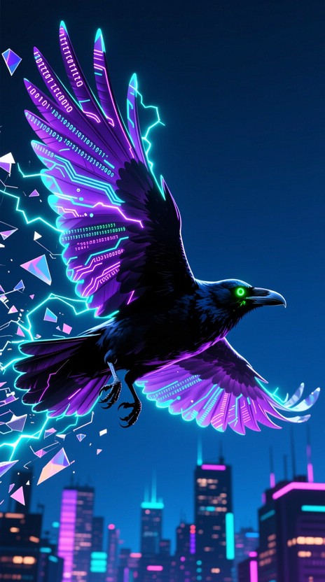 Download Neon Raven Matrix Image - Ravens, Crows, Cyberpunk | StockCake