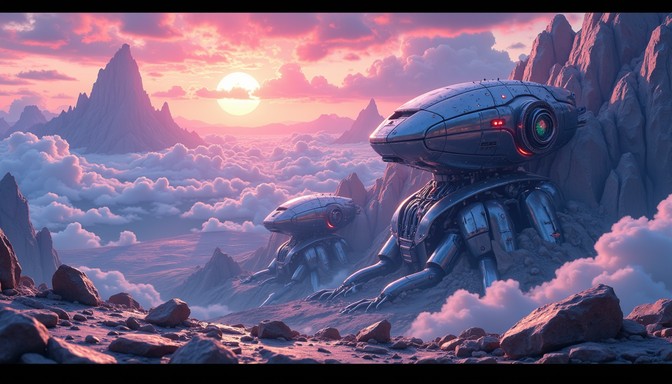 Free Mech Mountain Sunset Image - Cyberpunk, Mech, Sunset | Download at ...