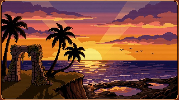 Free Pixel Paradise Sunset Image - Pixel, Sunset, Ocean | Download at ...