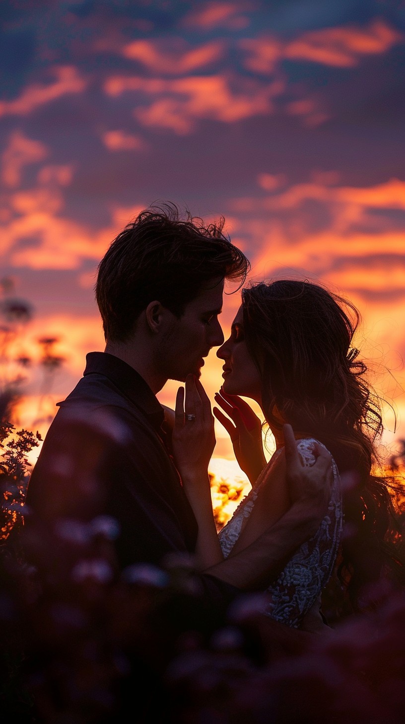 Free Romantic Sunset Embrace Image - Sunset, Love, Couple | Download at ...