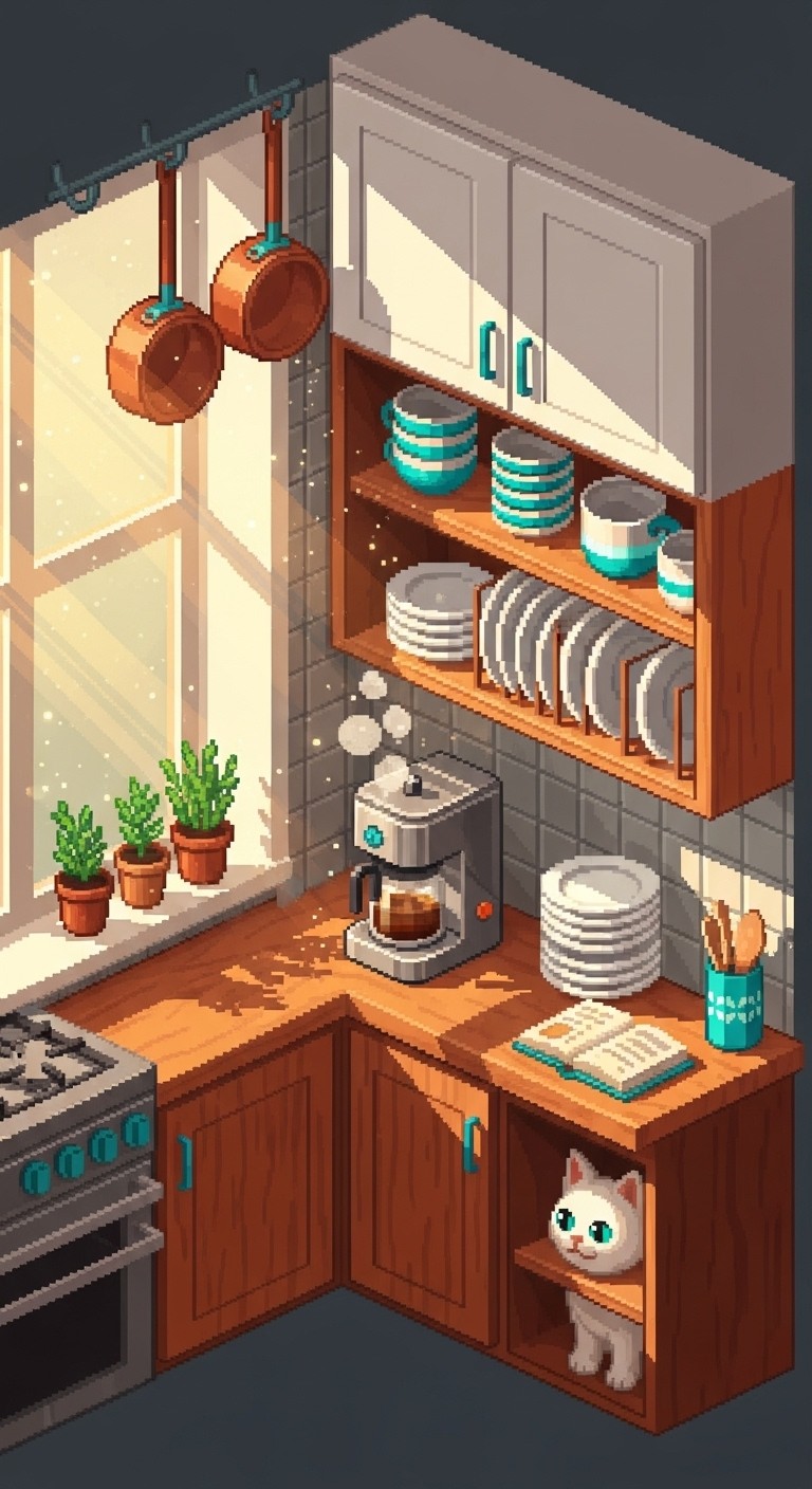 Free Sunlit Kitchen Corner Image - Kitchen, Pixelart, Isometric ...