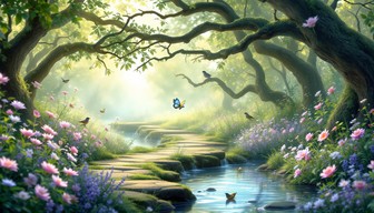 Free Enchanted Forest Stream Image - Forest, Stream, Sunbeams ...