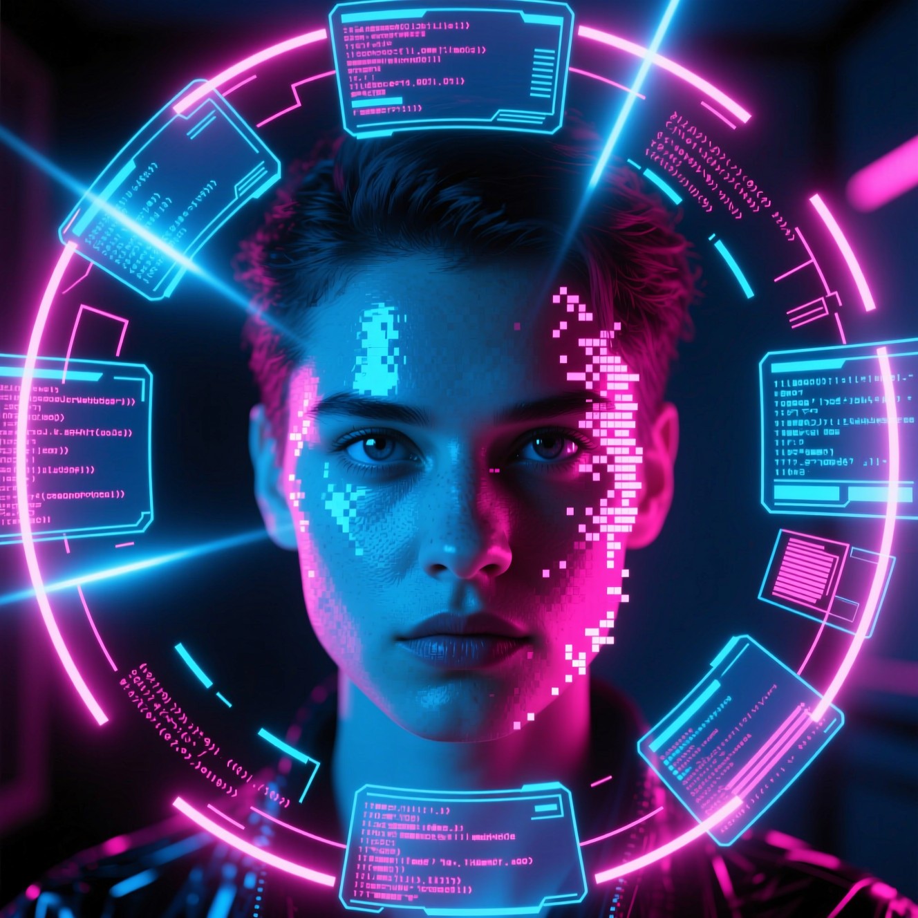 Free Digital Human Interface Image - Cyberpunk, Futuristic, Holographic ...