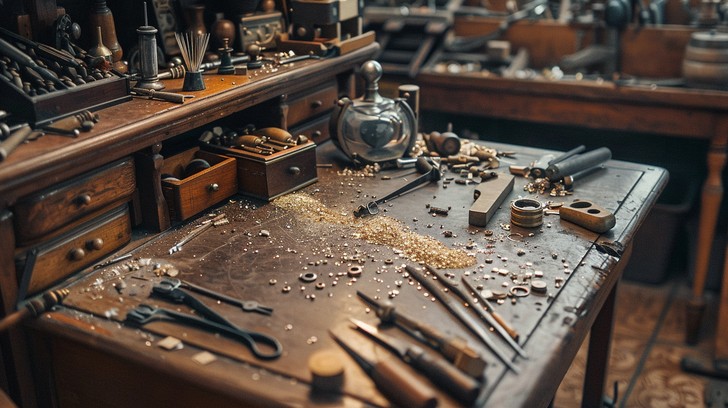 Free Artisan's Workshop Desk Image - Artisan, Workbench, Tools ...