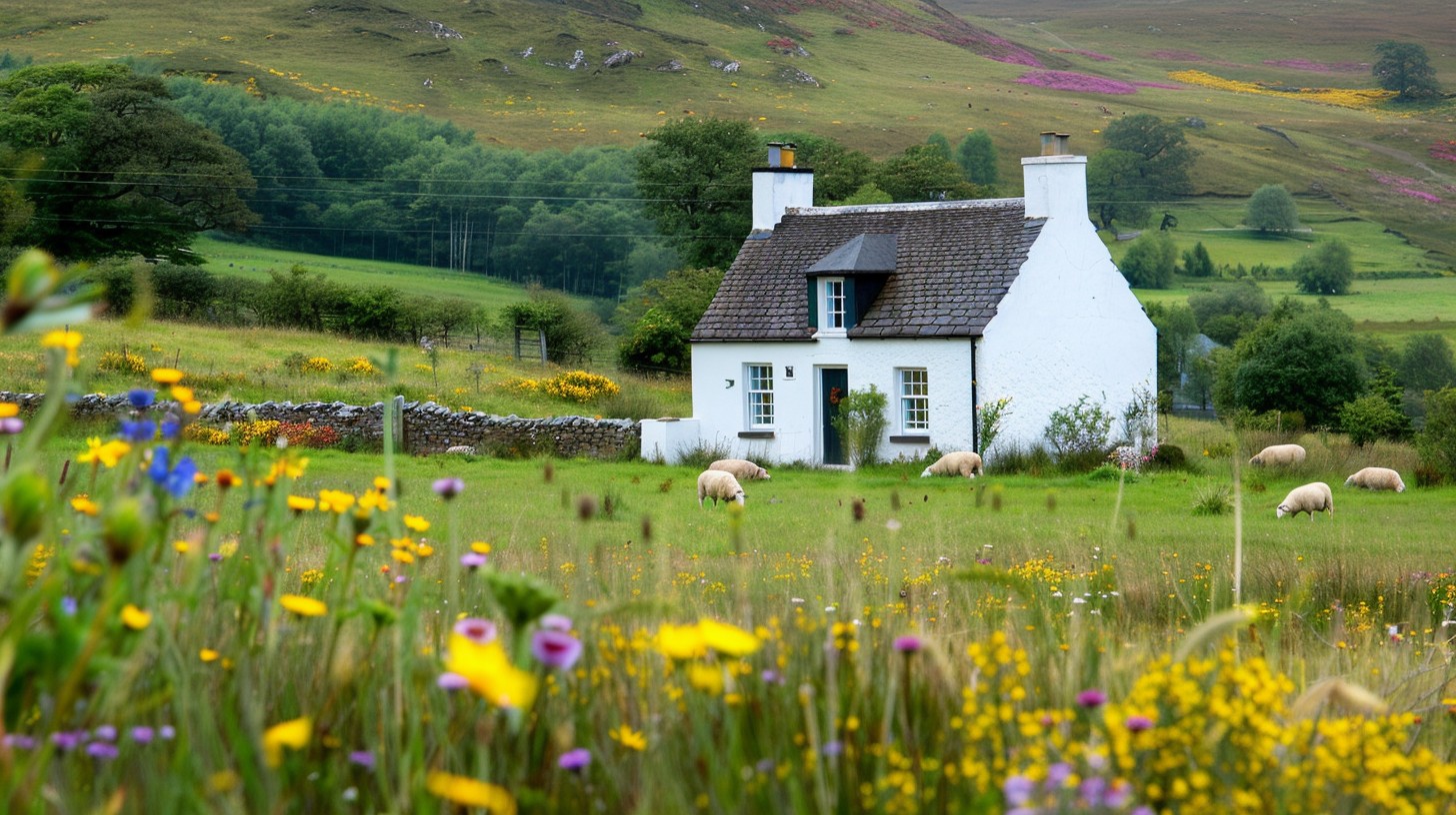 Free Idyllic Rural Home Image - Rural, House, Sheep | Download at StockCake
