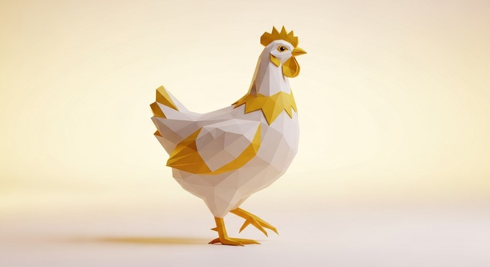 Poly Block Chicken Free Geometric Golden Chicken Image - Chicken, Lowpoly, Geometric ...